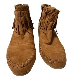 Arizona Jean Co. Brown Suede Fringe Ankle Boots